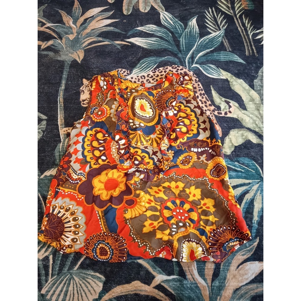 J.CREW Darwin Ratti Silk Blouse Twill Cami Top Ruffle Shirt Floral Sz 6 #G8266